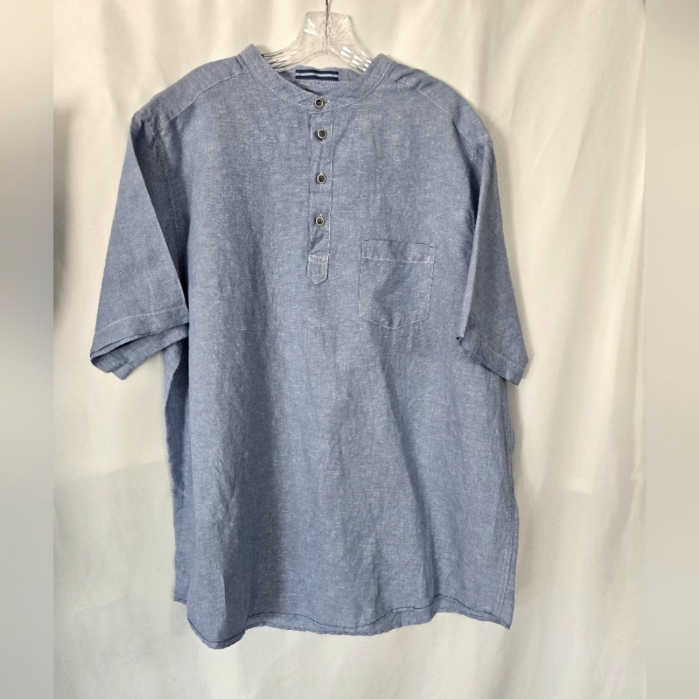 Caribbean Linen/Cotton Pull Over Henley Size XL
